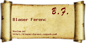 Blaser Ferenc névjegykártya